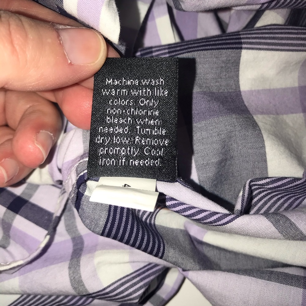 Apt 9 Purple White Plaid Button Up Shirt - Picture 5 of 5